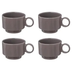 Lot de 4 Tasses à Café Anne 10cl Gris