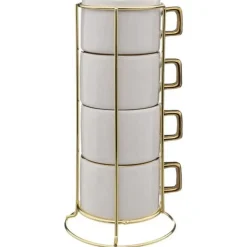 Lot de 4 Tasses sur Rack Arya 17cl Blanc