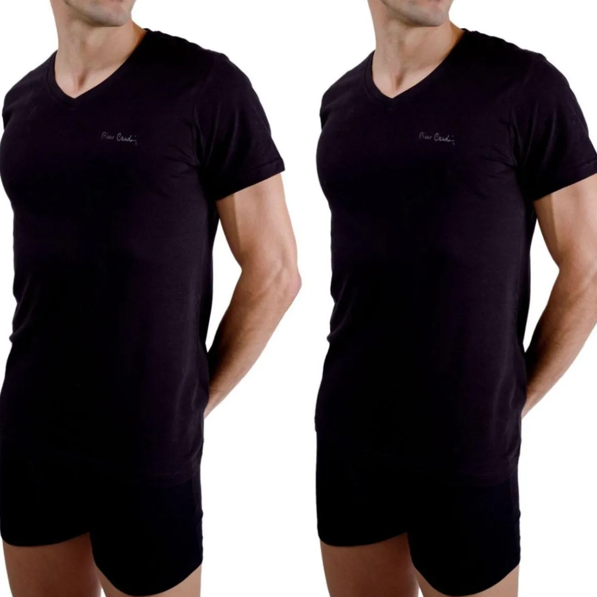 Lot de 2 t-shirts homme en col v avec broderie sur la poitrine