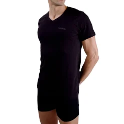 Lot de 2 t-shirts homme en col v avec broderie sur la poitrine