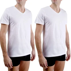 Lot de 2 t-shirts homme en col v avec broderie sur la poitrine
