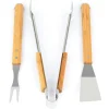 Lot de 3 ustensiles pour barbecue Somagic en acier manche Bambou