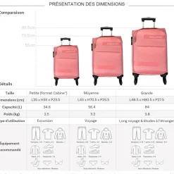 Lot de 3 valises dont 1 valise cabine souples