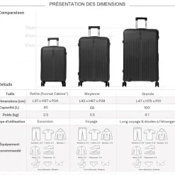 Lot de 3 valises rigides dont une valise cabine TSA