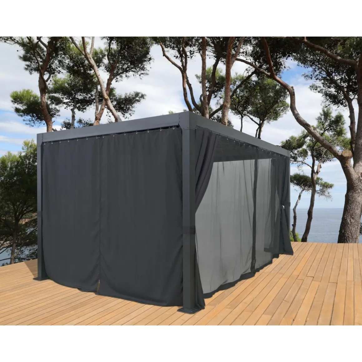 Lot de rideaux pour tonnelle aluminium autoportée 800x360