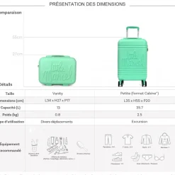 Lot valise cabine 55cm plus un vanity rigide
