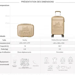 Lot valise cabine 55cm plus un vanity rigide