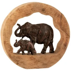 Éléphant avec Enfant Déco Kenya 37cm Bronze