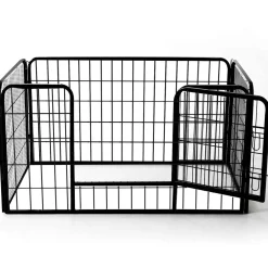 Luxe parc enclos acier 125L x 80l x 70H cm 4 panneaux et 1 porte pour chiens noir