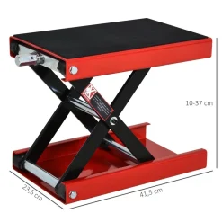 Lève moto béquille d'atelier stand moto tout-terrain moto cross supermotard hauteur réglable acier rouge et noir