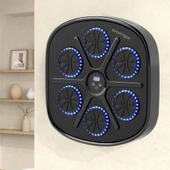 Machine de boxe musicale murale avec lumières - 9 vitesses, modes, Bluetooth - gants - noir