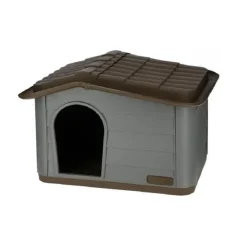 Maison pour chats Paola Eco KERBL - 60 x 51 x 41 cm - Gris et marron - Plastique recyclé