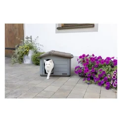 Maison pour chats Paola Eco KERBL - 60 x 51 x 41 cm - Gris et marron - Plastique recyclé