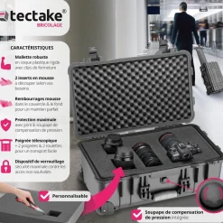 Mallette de transport sur roulettes avec poignée télescopique