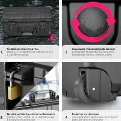 Mallette de transport sur roulettes avec poignée télescopique