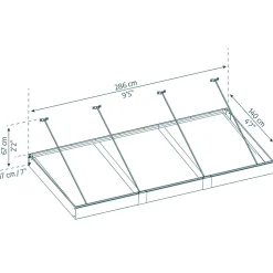 Marquise 140 x 286 cm Anthracite/Transparent - SOPHIA XL 3000