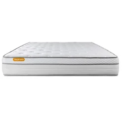 Matelas + double sommiers gris Memo Luxe Ressorts ensachés + mémoire de forme 5 zones de confort MAXI épaisseur