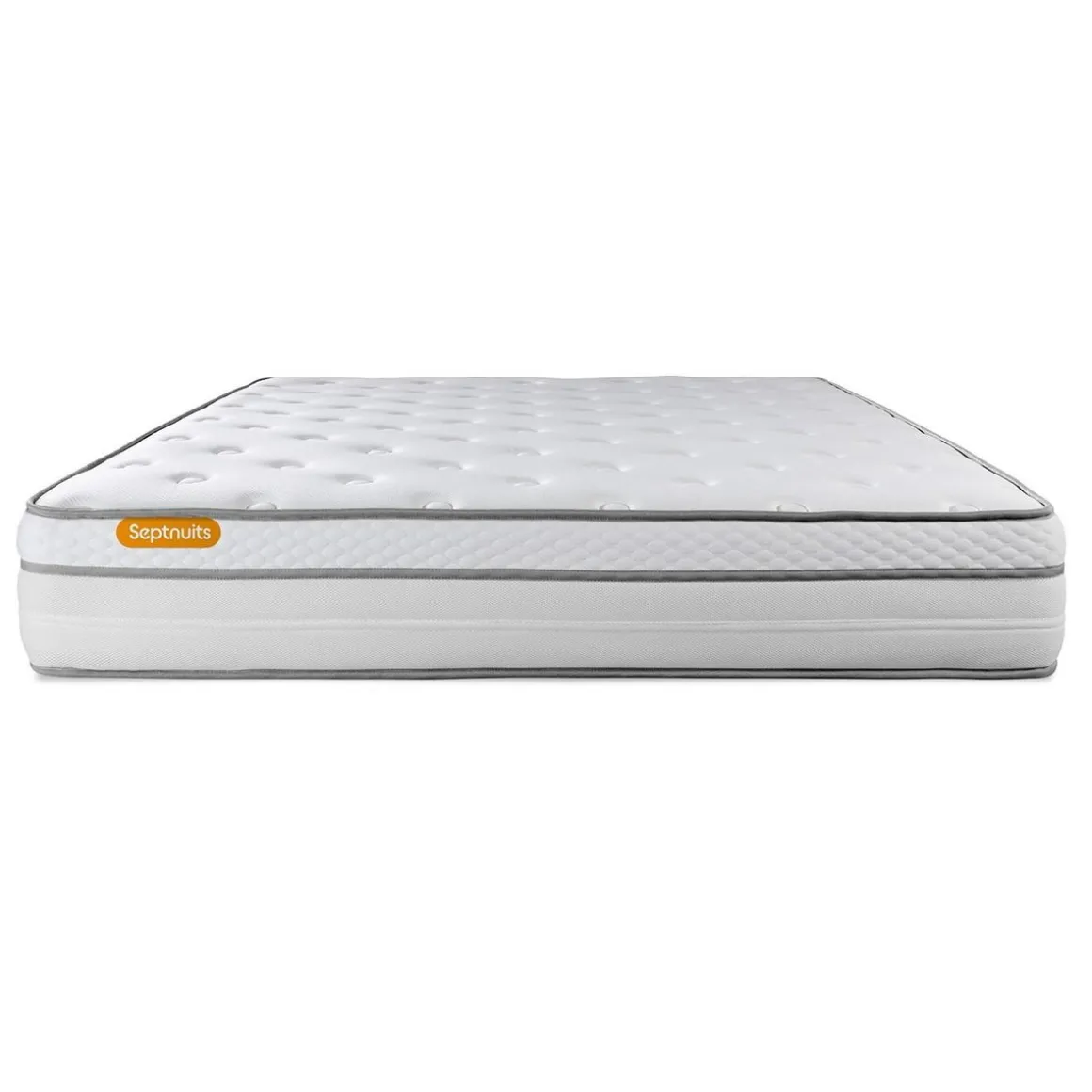 Matelas + double sommiers gris Memo Luxe Ressorts ensachés + mémoire de forme 5 zones de confort MAXI épaisseur