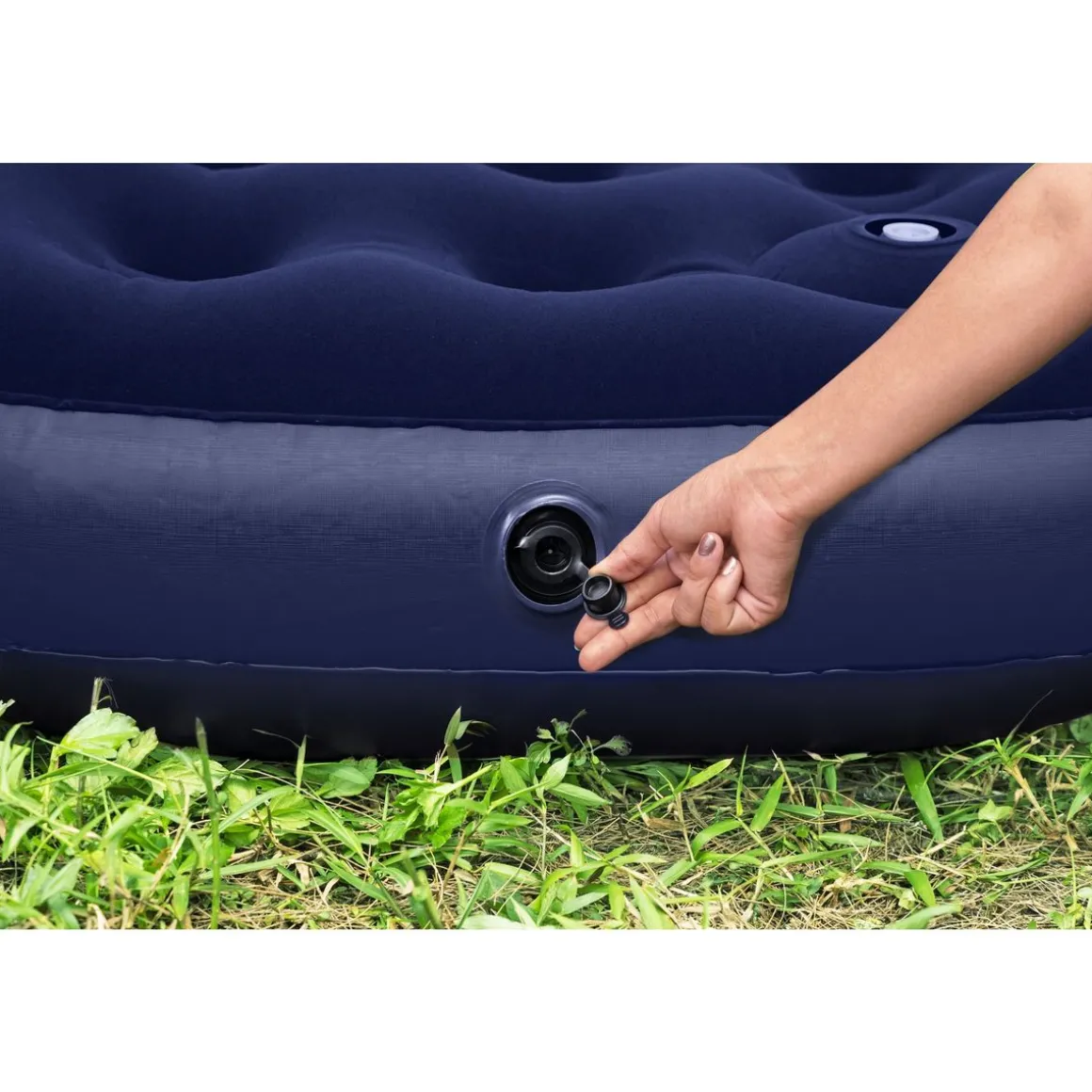 Matelas gonflable avec pompe à pied intégrée 1 place 185x76x22 cm - Bleu