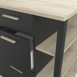 Meuble de cuisine bas 1 porte 3 tiroirs 3 niches style industriel L120cm MARKET