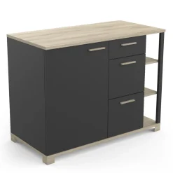 Meuble de cuisine bas 1 porte 3 tiroirs 3 niches style industriel L120cm MARKET