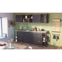 Meuble de cuisine bas 1 porte 3 tiroirs 3 niches style industriel L120cm MARKET