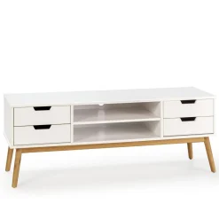 Meuble tv Baku 1 porte et 2 tiroir couleur blanc, 140 cm