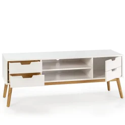 Meuble tv Baku 1 porte et 2 tiroir couleur blanc, 140 cm