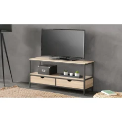 Meuble TV métal et bois 2 tiroirs HOUSTON