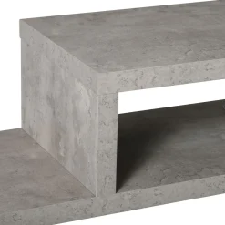 Meuble TV mural flottant design - étagère murale flottante - niche, passe-fils - panneaux particules effet béton ciré