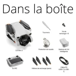 Mini drone caméra DJI Mini 3 (DJI RC) - léger et pliable avec vidéo 4K HDR, temps de vol de 38 minutes, Prise verticale r
