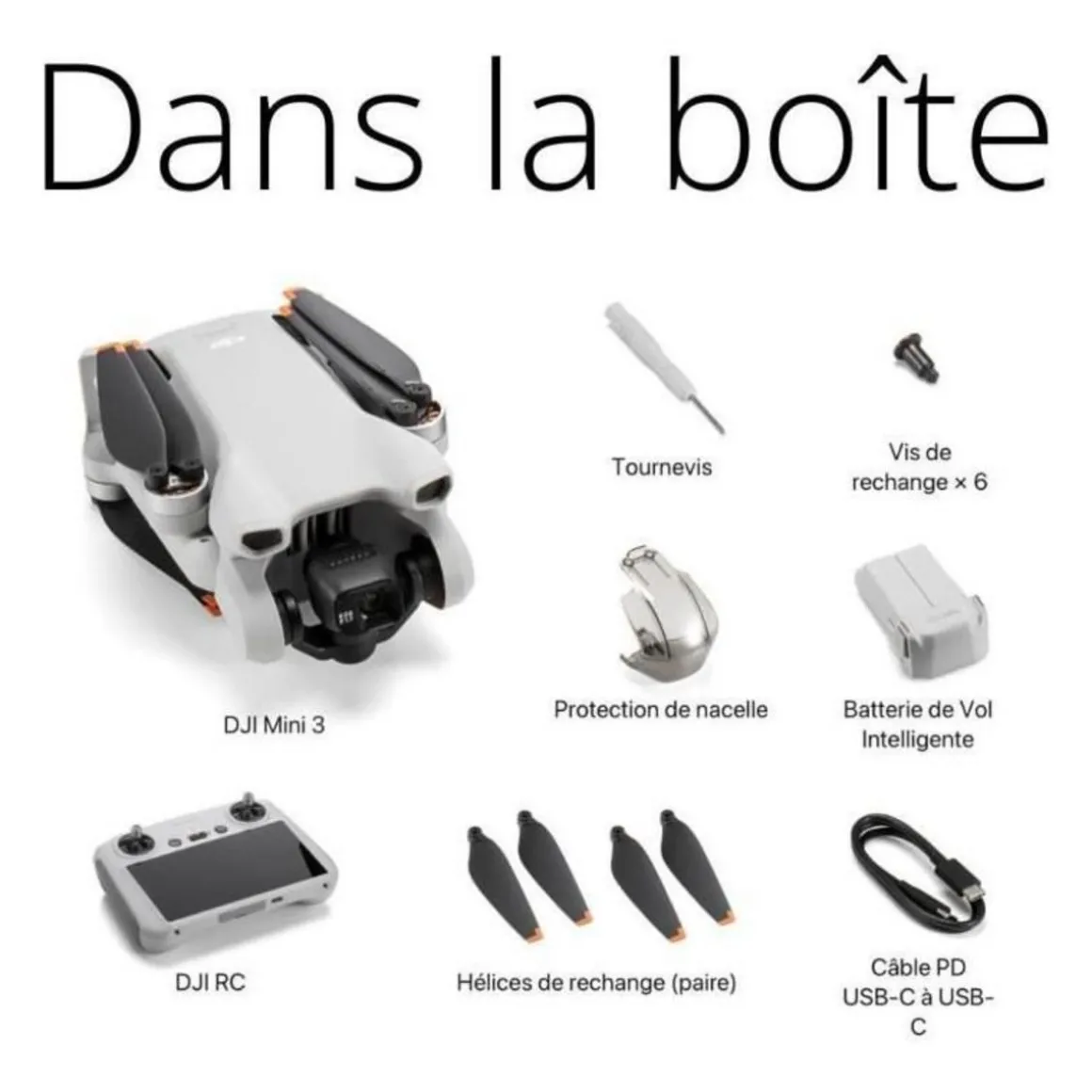 Mini drone caméra DJI Mini 3 (DJI RC) - léger et pliable avec vidéo 4K HDR, temps de vol de 38 minutes, Prise verticale r