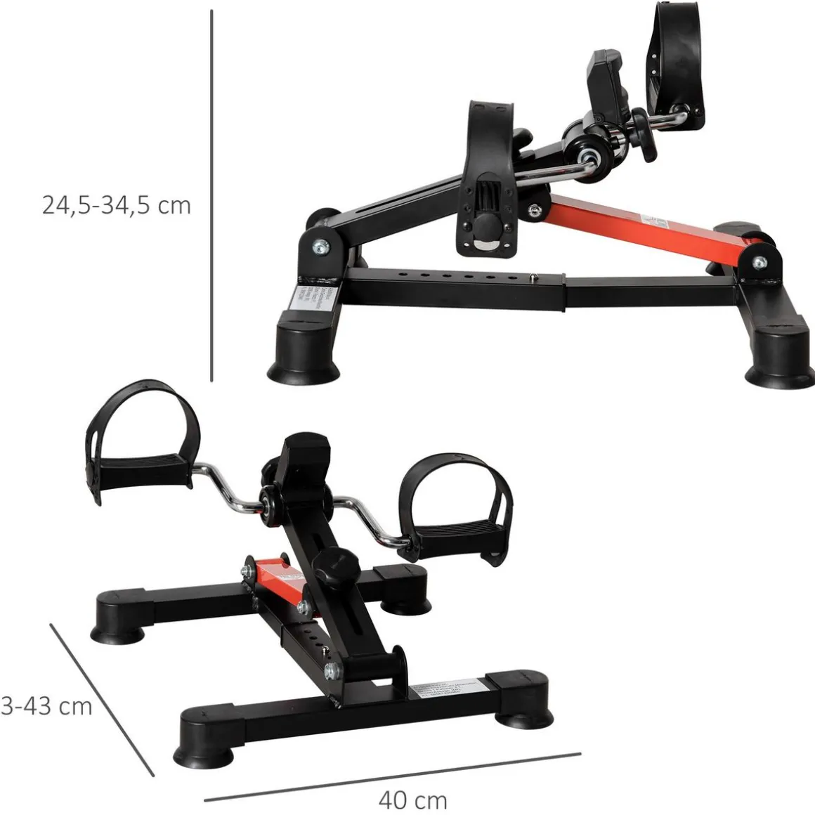 Mini vélo d'appartement mini bike résistance hauteur longueur réglable écran LCD multifonction rouge noir