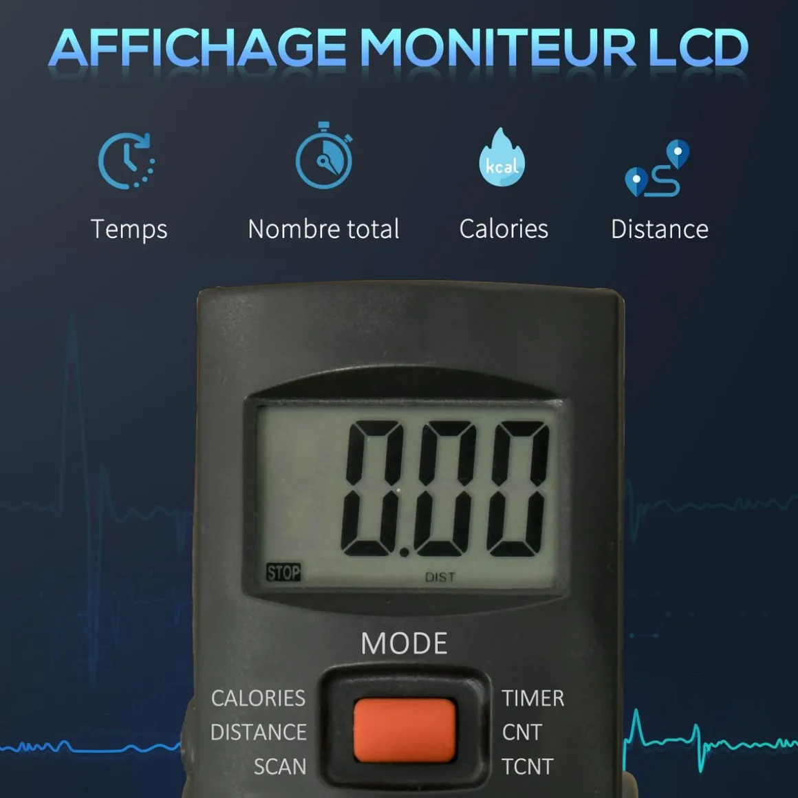 Mini vélo d'appartement mini bike résistance hauteur longueur réglable écran LCD multifonction rouge noir