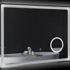 Miroir lumineux LED salle de bain dim. 80L x 60H cm anti-buée grossissant x3 réglable fonction mémoire