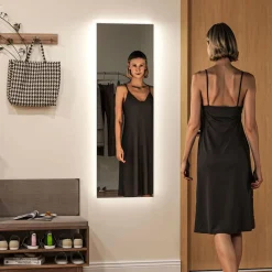 Miroir mural LED pleine longueur dim. 40L x 120H cm - miroir LED réglable tactile - verre trempé