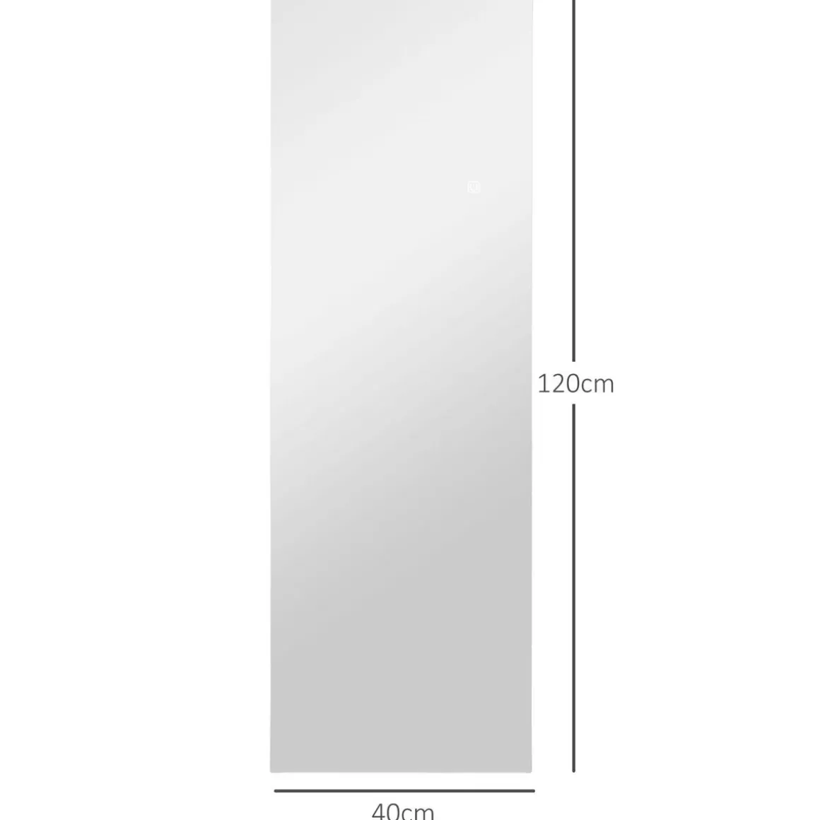 Miroir mural LED pleine longueur dim. 40L x 120H cm - miroir LED réglable tactile - verre trempé