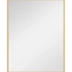 Miroir mural rectangulaire dim. 70L x 90H cm cadre MDF aspect bois clair