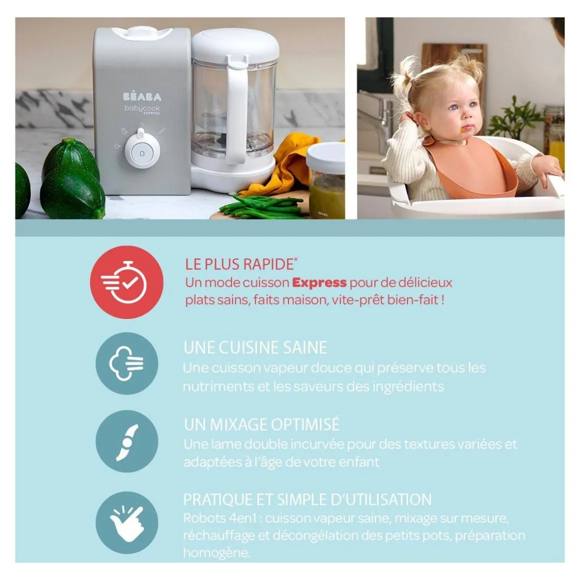 Mixeur Cuiseur Bébé Babycook Express -Gris Velours
