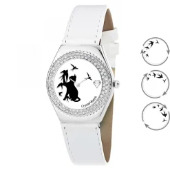 Montre Alysson chat à mouvement tournant SC Crystal ornée de Cristaux scintillants