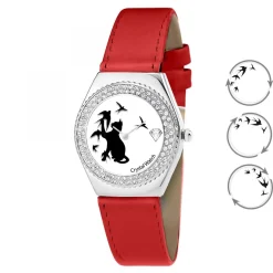 Montre Alysson chat à mouvement tournant SC Crystal ornée de Cristaux scintillants