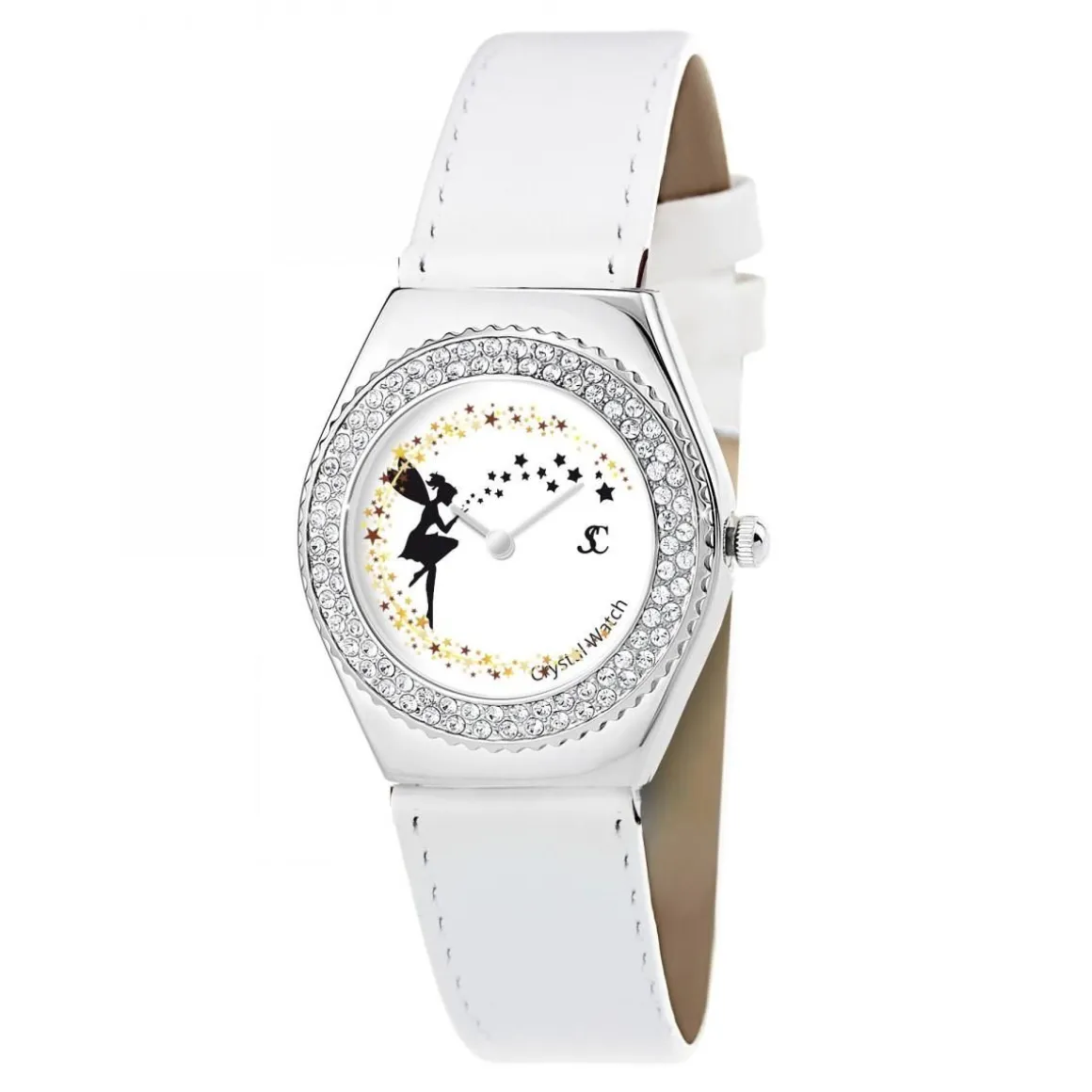 Montre Alysson fée à mouvement tournant SC Crystal ornée de Cristaux scintillants