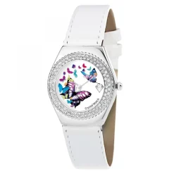 Montre Alysson papillon à mouvement tournant SC Crystal ornée de Cristaux scintillants