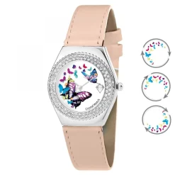 Montre Alysson papillon à mouvement tournant SC Crystal ornée de Cristaux scintillants