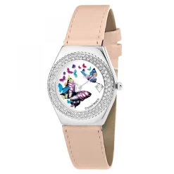 Montre Alysson papillon à mouvement tournant SC Crystal ornée de Cristaux scintillants