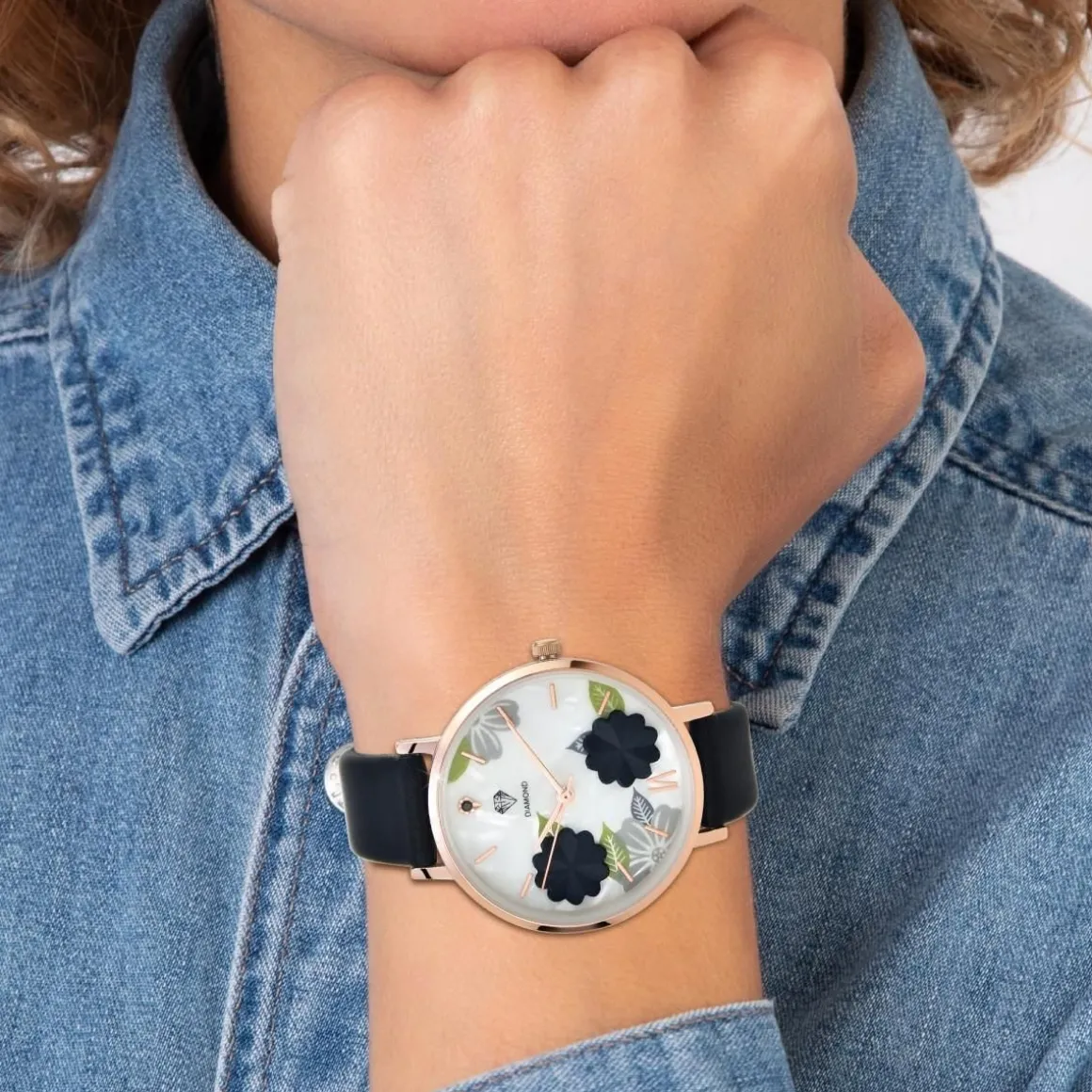 Montre Anissa SC Crystal ornée d'un véritable diamant noir