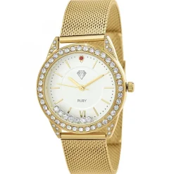 Montre Elly élégante ornée d'un rubis et de cristaux scintillants par SC Crystal