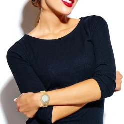 Montre Elyssa élégante ornée d'un diamant noir et de cristaux scintillants par SC Crystal