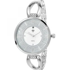 Montre Emilie SC Crystal ornée d'un véritable diamant noir et de 15 Cristaux Scintillants
