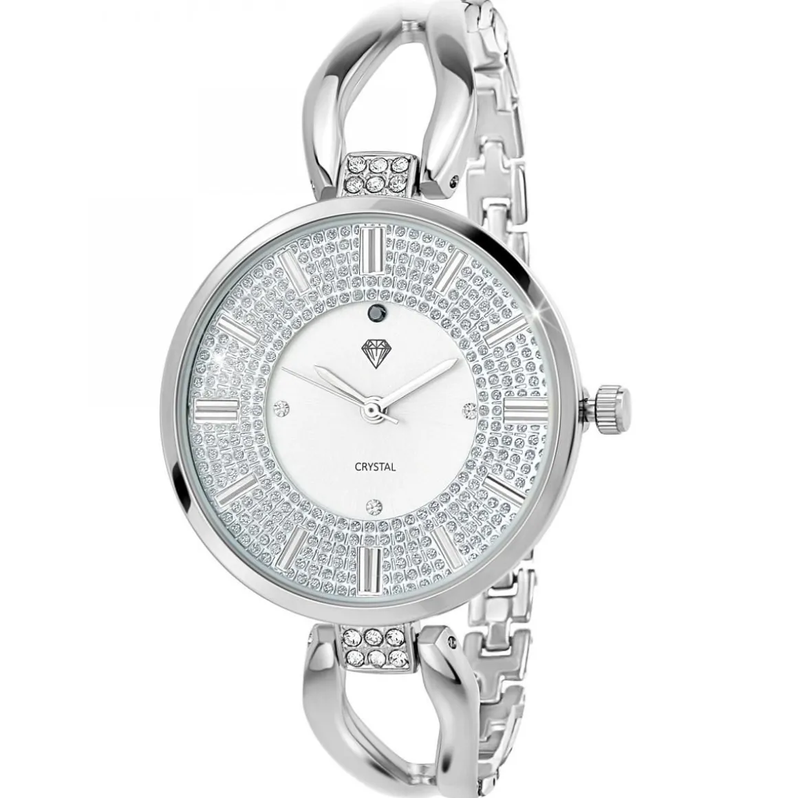 Montre Emilie SC Crystal ornée d'un véritable diamant noir et de 15 Cristaux Scintillants